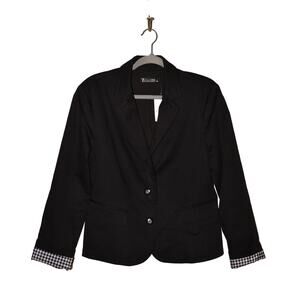 NEW YORK & COMPANY NEW $70 Black Stretch Cotton Two-Button Blazer Black Size 14